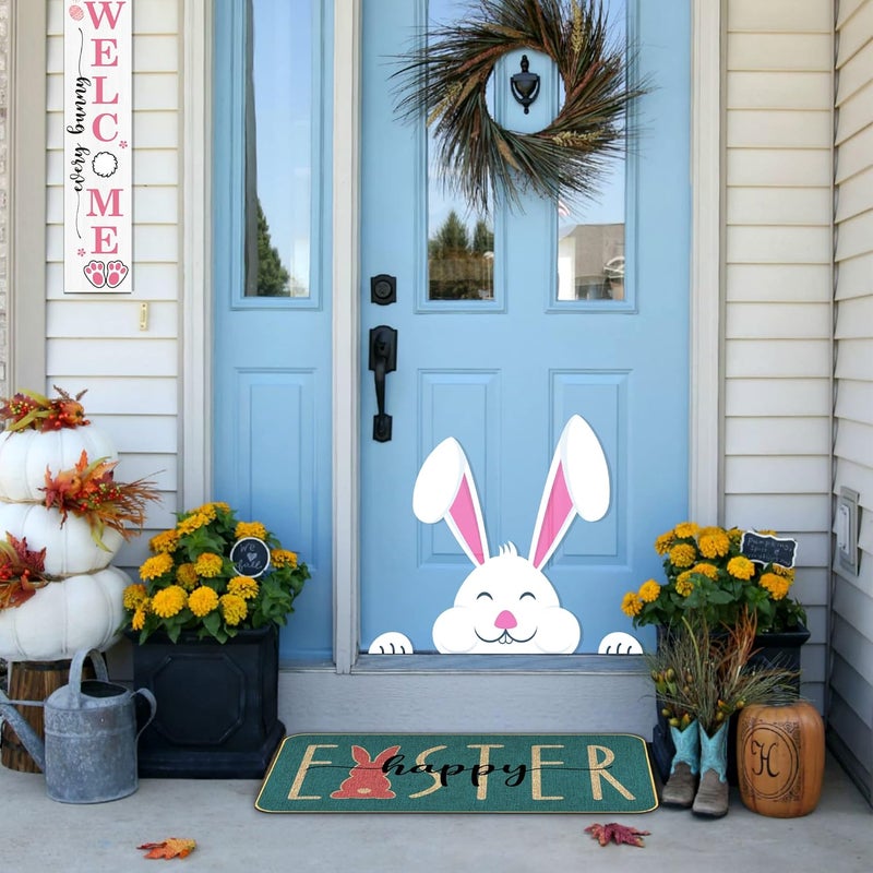 ARTDMT Happy Easter Decorative Welcome Door Mat, Bunny Tail Indoor Outdoor Non-Slip Rug, Rabbit Entryway Front Porch Throw for Spring Entrance Decoration, 29" x 17" - Image 5